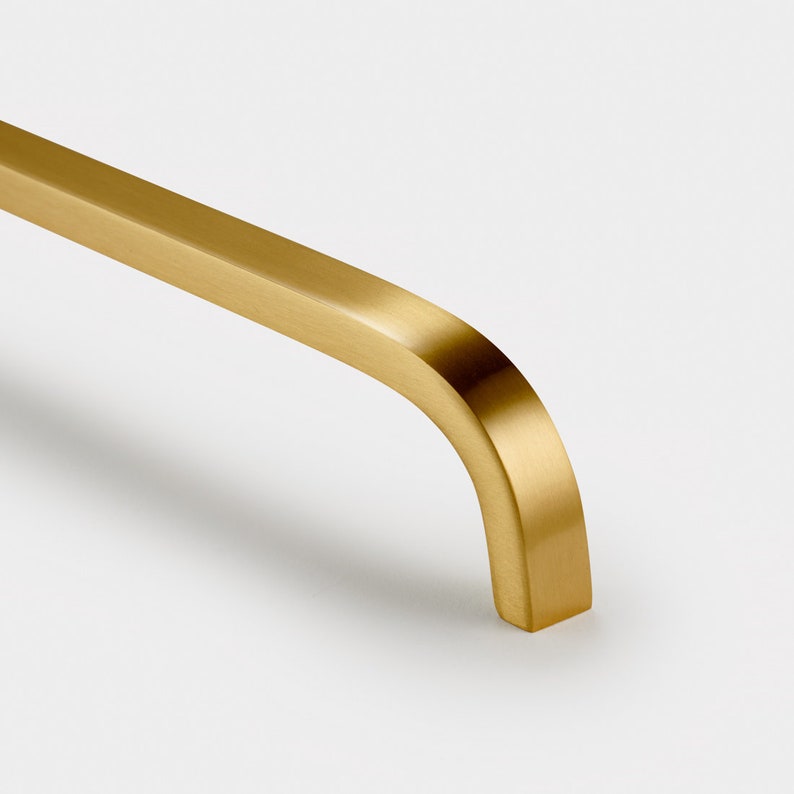 Premium Thin Solid Brass Bar Handles Modern Gold Etsy