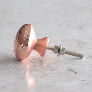 Luxury Vintage Rose Gold Metallic Copper Hammered Cupboard Door Knobs image 3