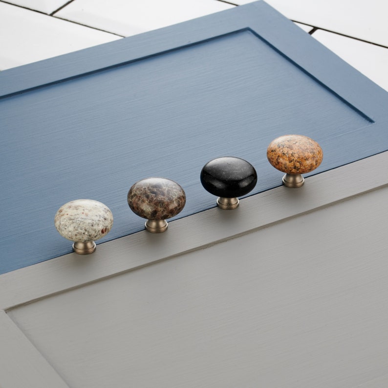 Granite Cupboard Knobs Natural Stone Kitchen Pulls Etsy