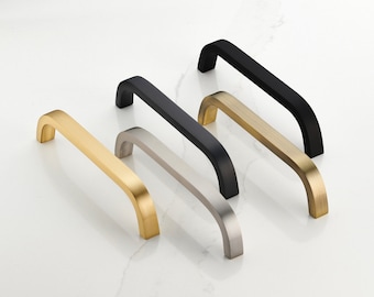 Brass Curved Cabinet Handles | Modern Gold Drawer Pulls