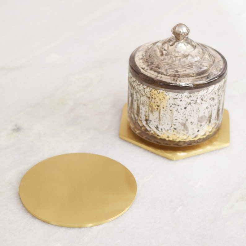 Solid Brushed Brass Gold Round Coasters Etsy
