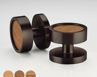 Bronze Mortice Door Knobs, spring loaded, internal door knobs, solid brass with wood insert, sold as pair, door handles, Rim Lock Handles