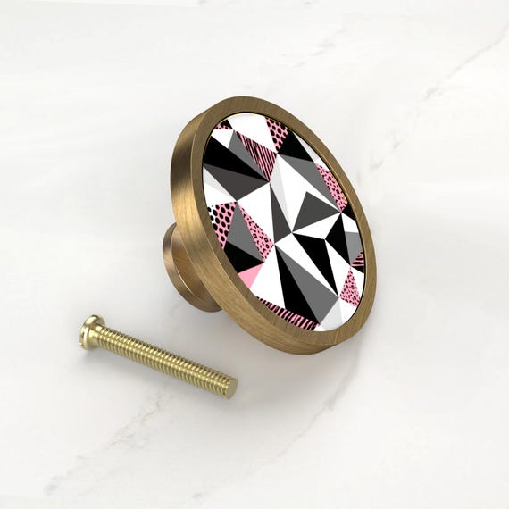 8 Pomelli Triangolari Oro - Maniglie Per Mobili - Diametro 8 Mm - Stile Moderno