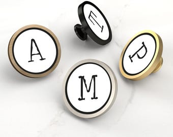 Typewriter Letter Drawer Knob, Vintage Alphabet Cabinet Pull