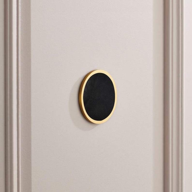 Personalised Brass & Leather Door Sign, Gold Lettering. Brass Door Plaque - Hidden fixings. image 8