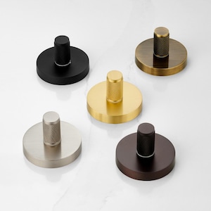 Brass Knurled Thumb Turn Lock Set - | Works great on internal bathroom and toilet doors | Gold Silver Black Antique Bronze