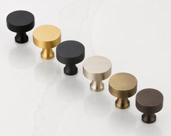 Solid Brass Round Cabinet Knob | Modern Furniture Hardware
