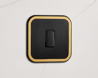 Black Rocker Light Switch | Gold Insert, UK Design