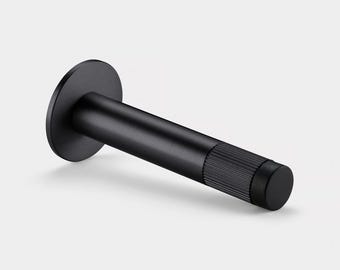 Matte Black Brass Door Stop | Minimalist Linear Wall Mount