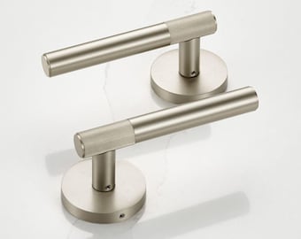 Matzilveren lineaire deurkrukken | Massief messing hardware