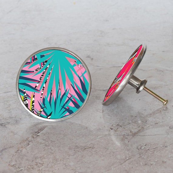 Colourful Tropical Patterned Cupboard Cabinet Knobs Etsy