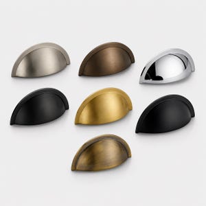 Brushed Brass Cup Handle | Gold, Silver, Black Chrome Finishes