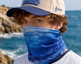 Halswärmer mit Ozeanwellenmuster, leichte Gesichtsmaske mit UV-Schutz, Anglerschal
