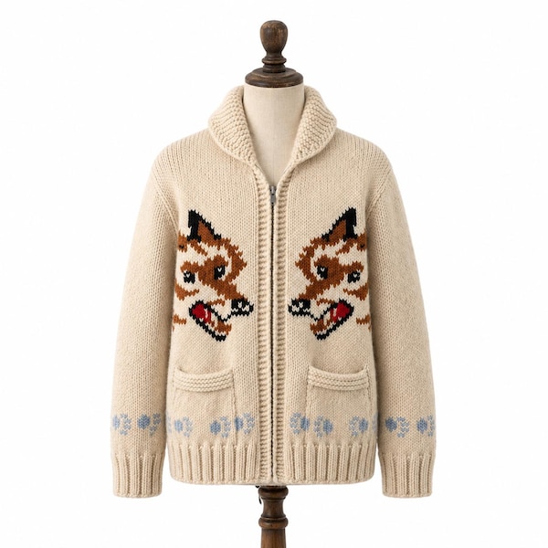 Project Hail Mary Wolf Zip Cardigan - Wool Knit Nordic Winter Sweater
