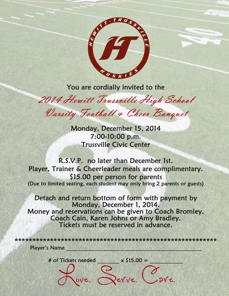 Football Banquet Invitation Digital File Printable Diy Etsy