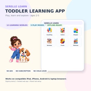 Toddler Learning App Ages 2-5 | Offline Preschool Games | ABC Numbers Colors Shapes | iPad Android