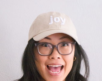 Joy Embroidered in White Dad hat