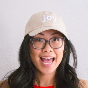 Joy Embroidered in White Dad hat