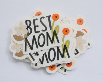 Best Mom Floral Transparent Vinyl Sticker, Vinyl Stickers for Parents