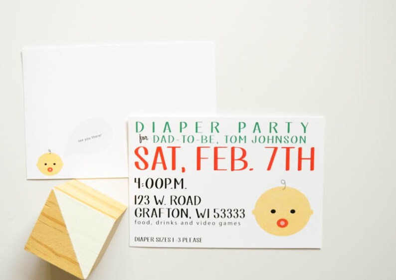 Diaper Party Baby Shower Invite Diapers For Dad Image 0