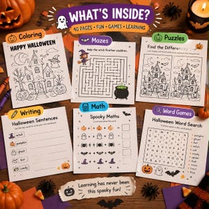 Halloween-aktivitetsbok för barn | 40 sidor roliga (PDF-nedladdning) bild 4