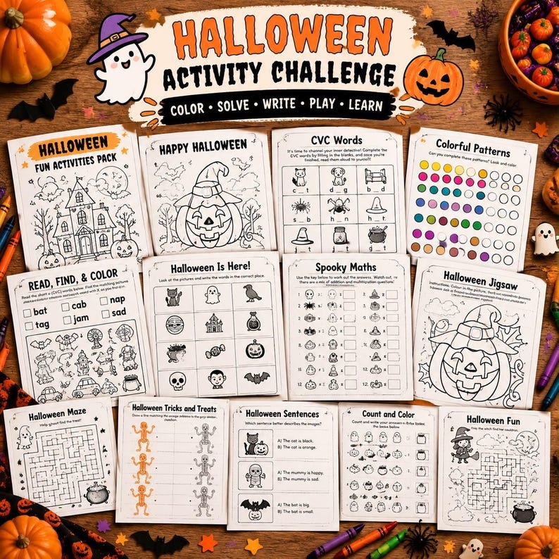 Halloween-aktivitetsbok för barn | 40 sidor roliga (PDF-nedladdning) bild 5