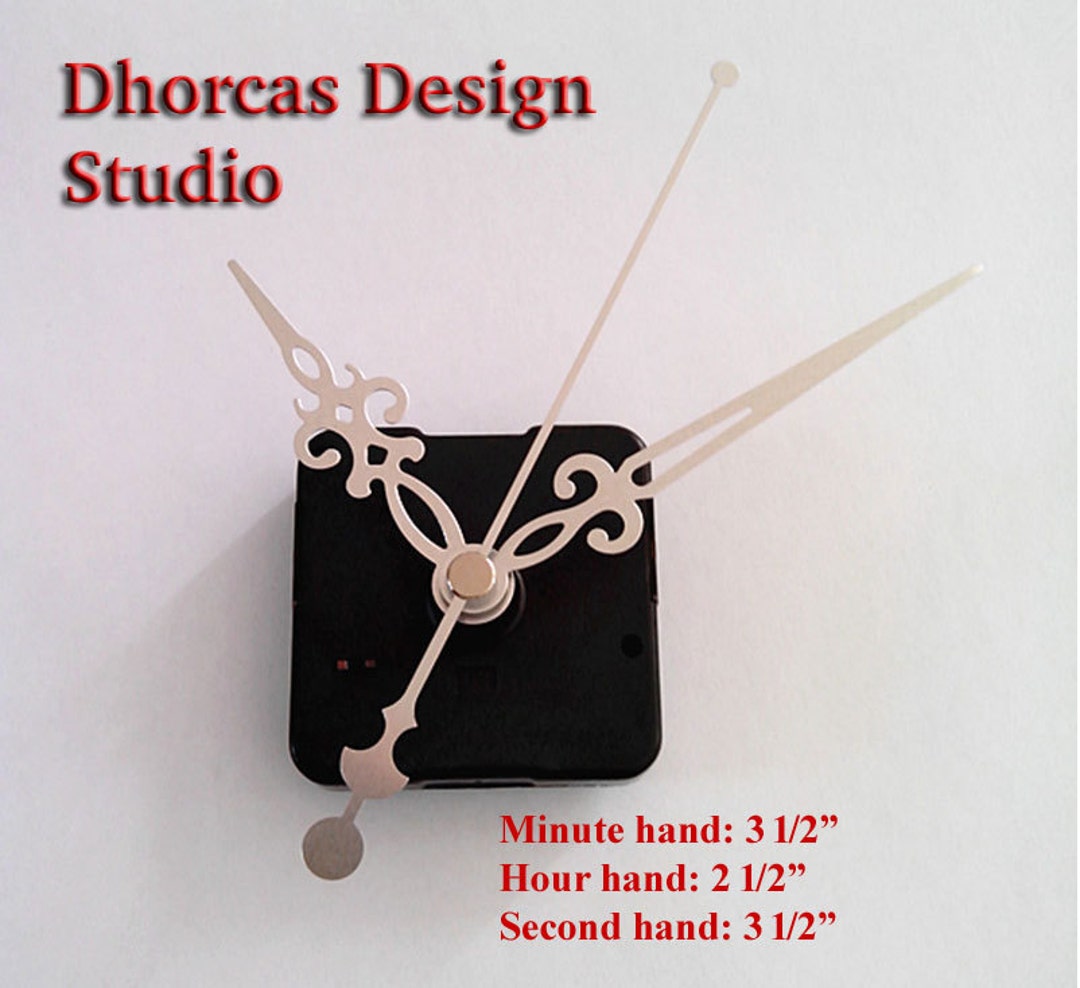 Quartz Clock Motor Kit #012: Silver 3.5" Hands, Wall Clock Replacement ...