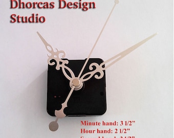 Quartz Clock Motor Kit #012: Silver 3.5" Hands, Wall Clock Replacement