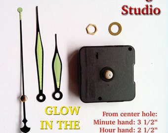 Quartz Clock Motor Replacement Kit: 3 1/2" Luminous Hands