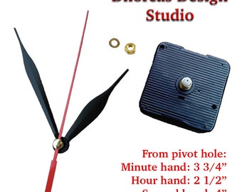 Kit de reemplazo de reloj n.° 09B: Motor con manecillas negras de 3 3/4".