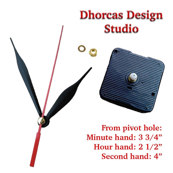 The (#18) kit for clock replacement, black 3  3/4"  hands.  Choose between 1/4", 1/2", 3/4", 1" thread motor and hanger.