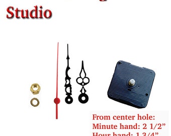 Quartz #026 Clock Motor Kit: 2.5" Black Hands, Replacement Movement