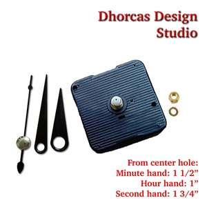 Quartz Clock Motor Kit #023: 1.5" Black Hands, Replacement Movement