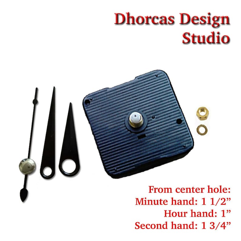 Quartz Clock Motor Kit #023: 1.5" Black Hands, Replacement Movement image 1