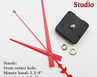 Quartz Clock Motor Kit #03R: 7" Red Hands, Replacement Movement