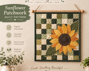 Sunflower Patchwork Quilt Pattern: Beginner Applique Wall Hanging (PDF)