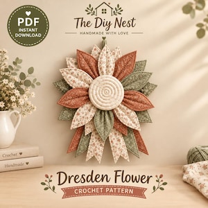 Quilted Flower Wreath Sewing Pattern, Beginner Fabric Wreath (PDF Download)