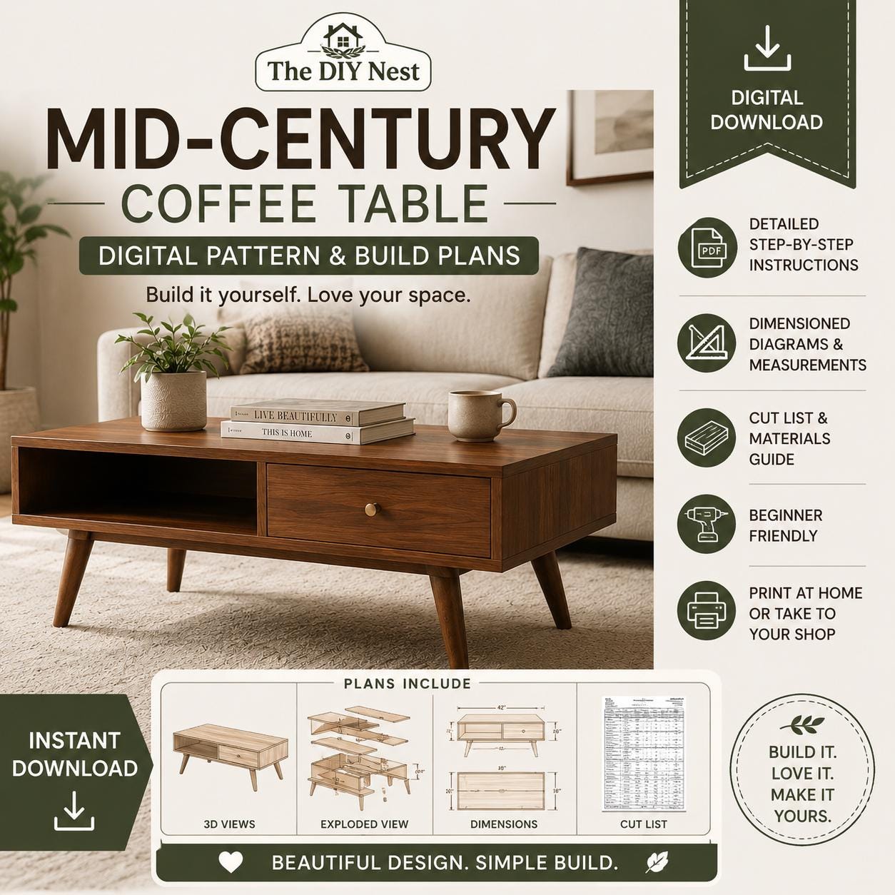 Mid century coffee table - Etsy 日本