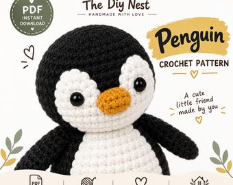 Penguin Crochet Pattern for Beginners, Pebble Amigurumi Winter Plush, Easy Christmas Gift Stuffed Animal