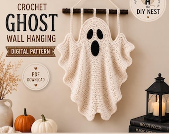 Crochet Ghost Wall Hanging Pattern, Beginner Friendly Halloween Decor (PDF Download)