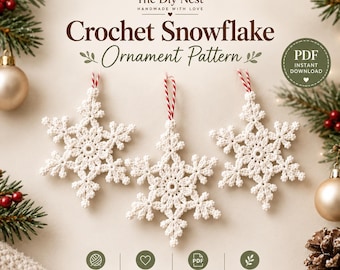 Crochet Snowflake Ornament Pattern , Beginner Friendly Christmas Tree Decoration, Bobble Lace Winter Hanging, Farmhouse Holiday Gift