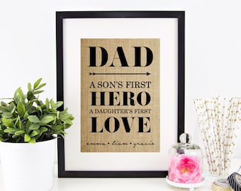 A Son's First Hero A Daughter's First Love Personalized Father's Day Gift for Dad Fathers Day Gift Idea Veteran Military Sentimental Gifts