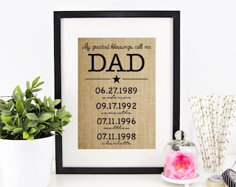 My Greatest Blessings Call Me Dad Print Personalized Father's Day Gifts from Kids Gift for Dad Gifts from Son Sentimental Gift from Daughter