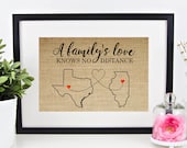 Long Distance Family Gift, Christmas Gift for Mom, Personalized Gift for Dad, Grandma Gift Long Distance Gifts, Family Sign, Family Map Art