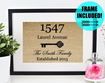 FRAME INCLUDED! Housewarming Gift New House Gift Our First Home New Home Address Sign Personalized House Warming Gift Wall Art Closing Gift