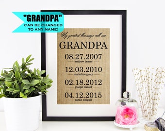 Personalized Gift for Grandpa Fathers Day Gift for Grandfather Gifts from Grandkids Birthday Gift for Grandpa Gift from Granddaughter Sign