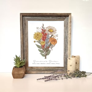 Mother’s day Gift for Grandma Birth Flower Bouquet Personalized Gift Custom Christmas Gift Personalized Garden Print Birth Month Flower Art