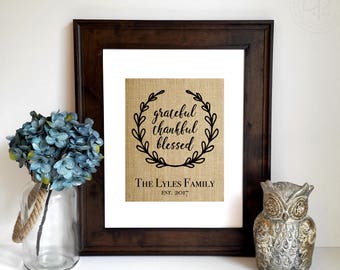 Christmas Gifts for Friends, Christmas Gift Ideas, Gifts for Her, Gifts for Him, Housewarming Gift, Grateful Thankful Blessed, Family Name