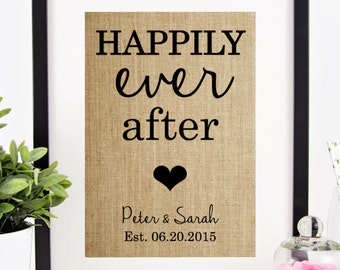 Wedding Gift for Couple Wedding Decor Housewarming Gift Anniversary Gift Happily Ever After Boyfriend Gift Personalized Valentines Day Gift