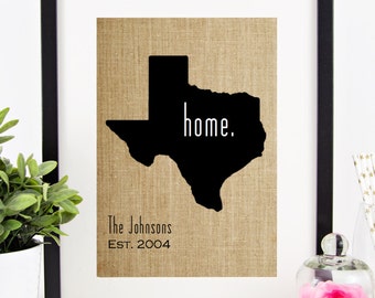 Personalized Wedding Gift for Couple | Housewarming Gift | Anniversary Gift for Husband | State Wall Art | Burlap Print | CHOOSE YOUR STATE!